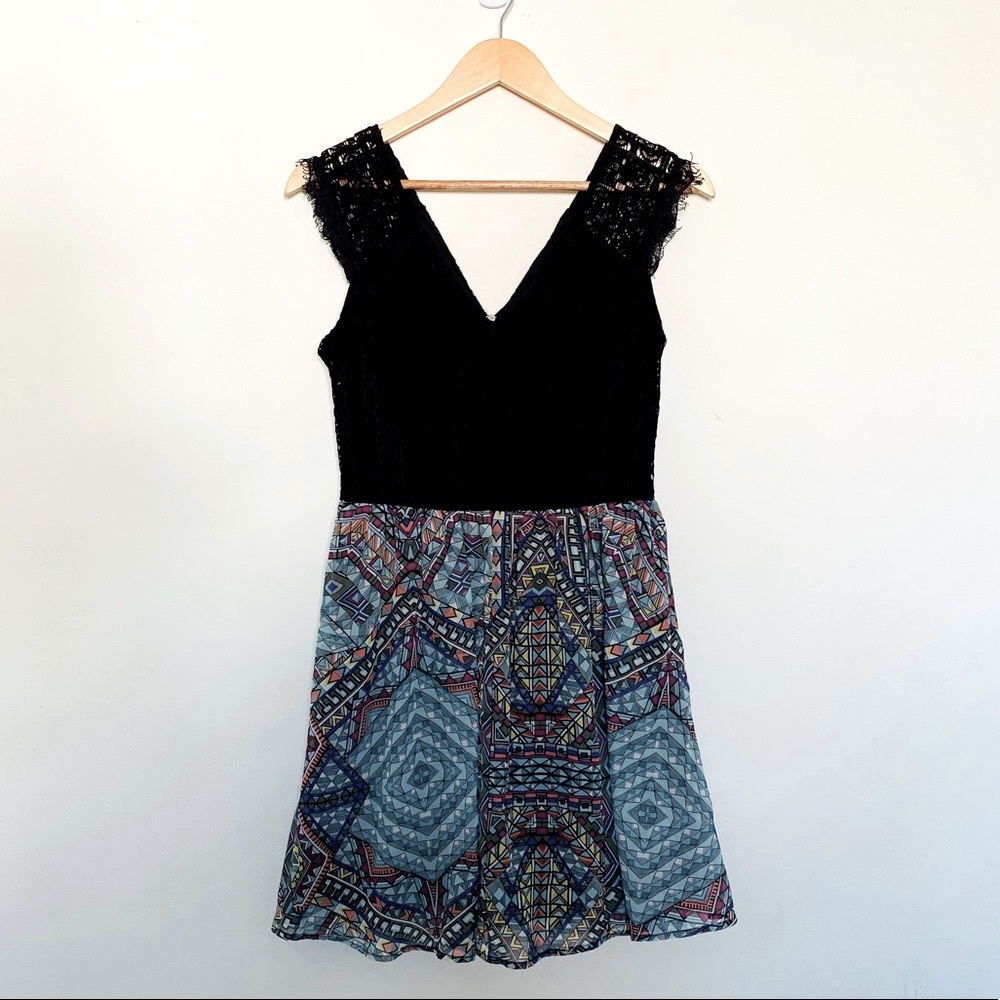 Black Lace and patterned dress
